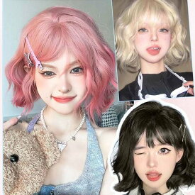 フルウィッグ ロリータ カツラ 原宿風 かつら つけ毛 姫髪 巻き毛 ショートヘア ぱっつん前髪 コスプレ 仮装 ハロウイン コスチューム cosplay用 仮装 ウィッグ 文化祭 学園祭 パーティー 大人用 原宿ガール アニメ 可愛い lolita 日常普段用 小顔効果抜群 おしゃれ