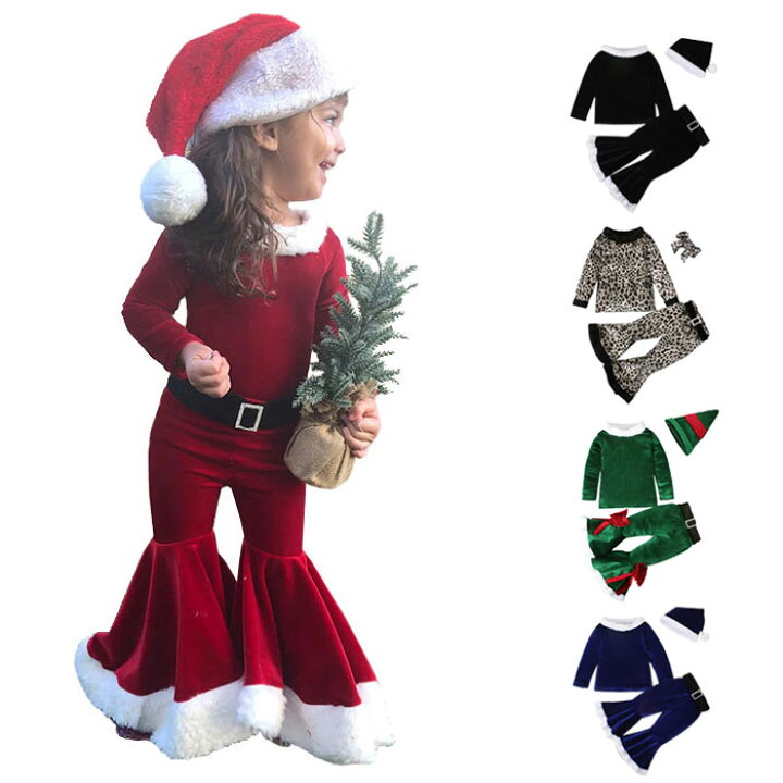 楽天市場】子供クリスマス服 サンタ 上下3点セット コスプレ衣装 全5色  