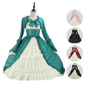 ロリータ ワンピース レディース 可愛い コスプレ衣装 メイド服 ハロウイン衣装 全5色 lolita コスプレ 衣装 ハロウイン 仮装 コスチューム お姫様 アニメ ゴスロリ メイド ウェイトレス 蝶結び 宮廷風 洋服 定番 文化祭 学園祭 大きいサイズ S M L XL 2XL 3XL 4XL 5XL