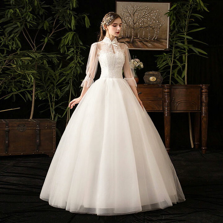 楽天市場】結婚式ドレス ウェディング ドレス 花嫁ドレス 長袖  