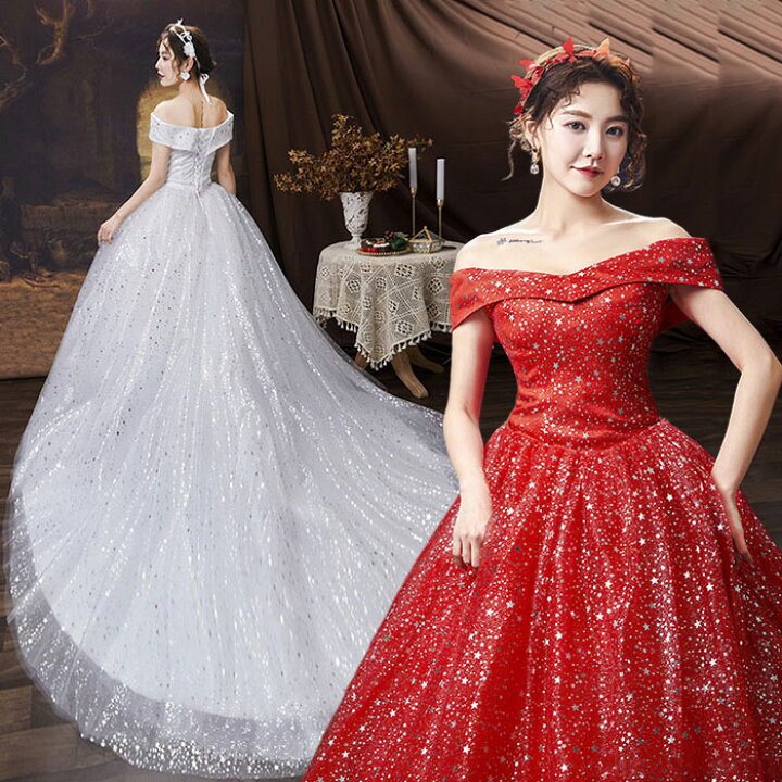 楽天市場】ウェディングドレス オフショルダー 結婚式 ドレス Aライン  
