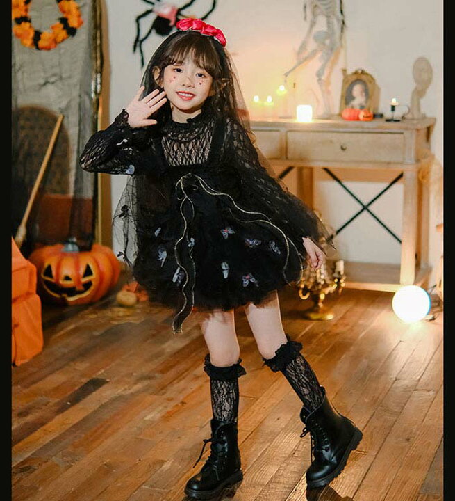 楽天市場】ハロウィン 子ども服 コスプレ 女の子 ワンピース 蝶 レース 
