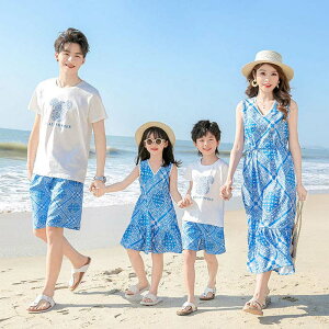 親子 お揃い 親子コーデ ママ 女の子 パパ 男の子 ボヘミアン風 ワンピース ノースリーブ 半袖tシャツ ショートパンツ 親子ペア 花柄 親子 ペアルック 親子コーデ 民族風 家族お揃い リンク
