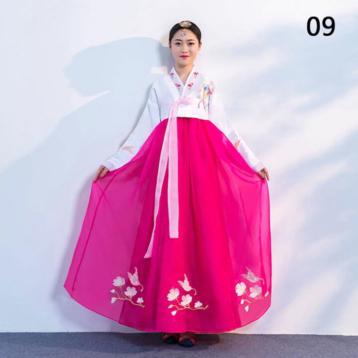 楽天市場】チマチョゴリ 韓国民族衣装 上下2点セット 刺繍 全15色 韓国  