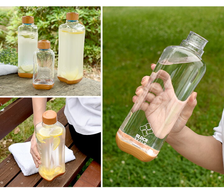 楽天市場 ウッド調 アクアボトル 1l 目盛り付き 直飲み 水筒 マイボトル おしゃれ シンプル 大容量 スタッキング 積み重ね 天然木調 木目 Bpaフリー トライタン製 クリアボトル マグボトル シェイカー ブロックスタイル 常温 持ち運び 透明 プチギフト Kt6 1000