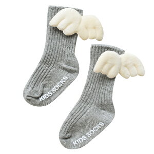 天使の羽根付き ベビーソックス 2足セット 新生児〜5歳 出産祝い 出産準備 男の子 女の子 靴下 乳児用 幼児用 1歳 2歳 3歳 4歳 ハイソックス 天使 羽根 滑り止め付き 子供用 キッズ かわいい お