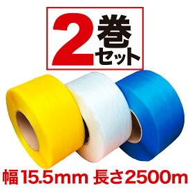 PPバンド 幅15.5mm 2500m 2巻セット 梱包機用 バンド 結束機 自動梱包機 結束機 梱包機 φ200 即日出荷可 あす楽 黄 半透明 青 3色から選べる 梱包 15mm