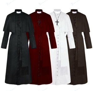 男女兼用神父コスプレ衣装 ハロウィンコスチューム 牧師服 神父服役 cosplay 宣教師衣装 十字架おまけ ロングマント 悪魔 神父 魔法使いコスプレ仮装ステージ衣装 Halloweenパーティー クリス