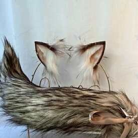 コスプレ道具アクセサリー 狼尻尾耳 耳追加可 手作りもこもこ コスチューム用 ハロウィン文化祭学園祭 パーティー向け 手触り良い 装着しやすい 取り外し簡単 演出効果豊か 雰囲気出しに最適 男女兼用 持ち運び便利 軽量