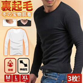 ＼★店内全品42％OFF!クーポン配布中／【3枚セット】あったか 極暖裏起毛インナー ヒートテック あったか インナー あったかグッズ　インナー あったかインナー メンズ 裏起毛インナーメンズ用 インナー 裏起毛 カットソー 長袖 メンズ インナー 防寒インナー
