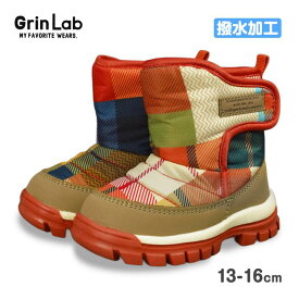 【送料無料】スノーブーツ キッズ ベビー 子供 パッチワーク風 女の子 撥水 マジックテープ留め☆全1色【スーパーセール】