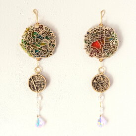 【 光のインテリアオーナメント 木製サンキャッチャー 】 切り絵作家 大橋忍さんコラボ 猫 鳥 クリスタル 窓飾り 国産材 日本製 高級 智頭杉 クリスマス プレゼント 誕生日 風水 癒し ナチュラル おしゃれ かわいい