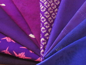 【中古】紫系はぎれ　正絹古布10色セット☆小物作り・パッチワークに