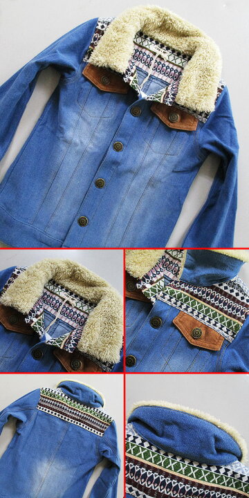 楽天市場】ネイティブ アメリカン 刺繍 カット デニム 長袖 ダンガリー 
