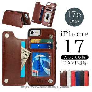 iPhone 17e �P�[�X �蒠�^ �w�ʃJ�[�h���[ �w�� iPhone17e �X�}�z�P�[�X �{�v�� ���B���e�[�W�� �J�[�h�|�P�b�g �X�^���h�@�\ �}�O�l�b�g�� �ϏՌ� ���^ ���f�B �����Y �X����