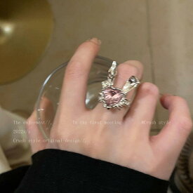 レディース ラビット オープンリング 細身 ファッションリング 兎 小物 女性用 華奢 アクセサリー デート オシャレ かわいい 調整可能 ジルコニア ジュエリー モチーフ ゴールド カジュアル キラキラ ラインストーン シルバー 指輪 普段使い ウサギ