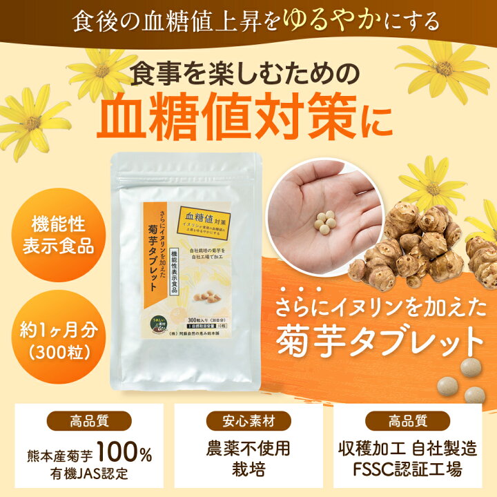 楽天市場】【機能性表示食品】菊芋サプリ さらにイヌリンを加えた菊芋 