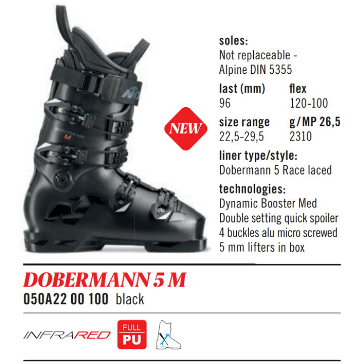 楽天市場】Nordica ノルディカ スキーブーツ DOBERMANN 5 M Black 23  