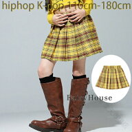チェック柄スカート ダンススカート 女の子 スカート イエロー 演出服 団体服 新品 hiphop 舞台 子供応援…