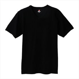 【1点までメール便可】[HANES]ヘインズビーフィー リブVネックTシャツ(HM1-T102)(090)ブラック