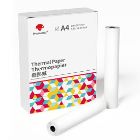 Phomemo 感熱紙 A4 サーマルプリンター専用紙 白色 感熱ロール紙 Phomemo M832 モバイルプリンター プリンター 専用紙 感熱ロール紙 2巻セット 2ロール A4サイズ 9m 感熱用紙 ラベルシール サーマルプリンター用 印刷用紙 10年保存