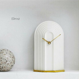 INTERFORM Elima 時計 置き時計 置時計 オブジェ 置物 アンティーク アナログ 北欧 ジャパンディ おしゃれ 雑貨 インテリア 木 贈り物 結婚祝い 新築祝い 部屋 リビング シンプル 小さい かわいい ホワイト 白 ゴールド CL-4308