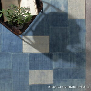 RugRu DENIM PATCHWORK RUG 140×200cm ���O ���O�}�b�g �u���[ �f�j�� �ʔN �N�� �V�R�f�� �� �R�b�g�� ���� �k�� �����` �I�[���V�[�Y�� ������� ���킢�� ���r���O �_�C�j���O �q������ ���̎q �j��