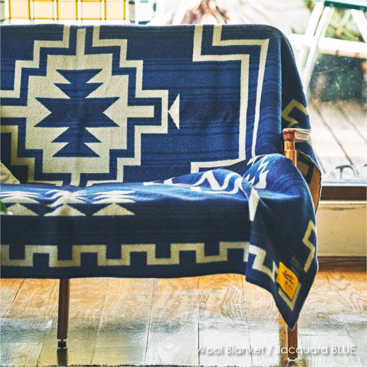 楽天市場】【即納】BASSHU Wool Blanket Jacquard BLUE ウール  