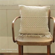 クッションカバー 45×45 北欧 ジャパンディ マクラメ 手編み コットン アイボリー ナチュラルモダン ホ…