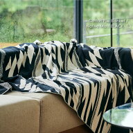 BasShu Cotton Pile Blanket Native Motif BLACK（L）パイル ブランケット タオルケット ブラック 黒 国…
