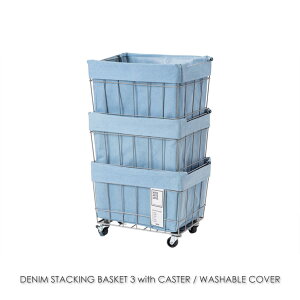 BRID DENIM STACKING BASKET 3 with CASTER WASHABLE COVER ςݏd oXPbg  JS S LX^[ [ ʂ  ނ C[ k  _  J[g fj u[ 00