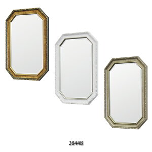 塩川光明堂 2844B ミラー 鏡 おしゃれ モダン アンティーク 北欧 インテリア クラシカル 壁 壁掛け 四角 長方形 玄関 飛散防止 ゴールド シルバー ホワイト 白 額縁