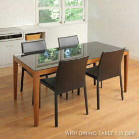 ＼ポイント最大37倍 27日 9:59まで／WITH DINING TABLE 135 DBR ウィズダイニングテーブル ダークブラウン 4人用 アンティーク 小さい 小さめ 130 140 コンパクト 脚 おうちカフェ 家具 おしゃれ 可愛い 北欧 黒 ブラック ガラス 木製 GDT-7670