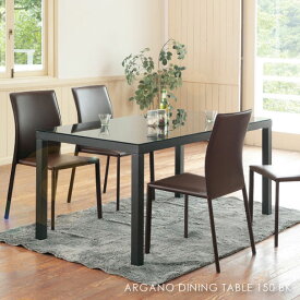 ARGANO DINING TABLE 150 BK アルガノダイニングテーブル ブラック 4人用 アンティーク 脚 おうちカフェ 家具 おしゃれ 可愛い 北欧 木目 黒 ガラス スチール GDT-7729