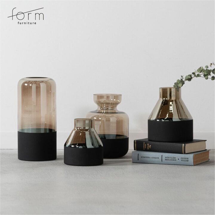 楽天市場】form 花瓶 フラワーベース ガラス 北欧 おしゃれ 花器 黒 