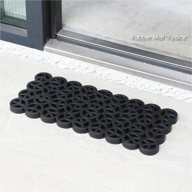 ＼ポイント最大37倍 27日 9:59まで／Rubber Mat "Peace" ラバーマット "ピース" 玄関マット 屋外 ラバー 泥落とし 北欧 アメリカン おしゃれ アンティーク モダン 雑貨 インテリア ナチュラル ブラック 黒 厚手 ゴム 滑り止め ドアマット コンパクト 小さめ 小ぶり