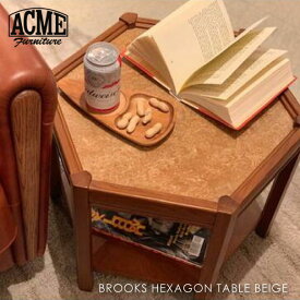 ACME FURNITURE BROOKS HEXAGON TABLE BEIGE ブルックスヘキサゴンテーブル ベージュ ガラス サイドテーブル 六角形 収納 棚付き 家具 おしゃれ 可愛い 北欧 木製 西海岸 ミニテーブル