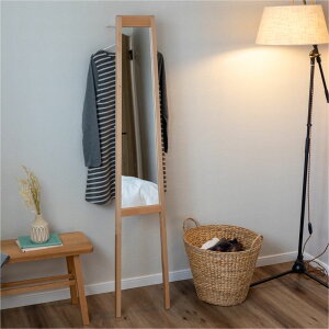 Mash LIV Mirror リヴ 立て掛けミラー 鏡 おしゃれ モダン アンティーク 北欧 和室 壁 台形 玄関 木 ウッド ナチュラル 姿見 全身 一人暮らし スリム コンパクト 省スペース 収納 ハンガー ラック