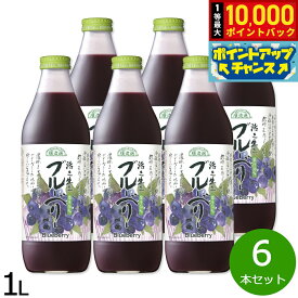 【8/15限定！抽選で最大1万ポイントバック】順造選 ブルーベリー 1L×6本セット ジュース ストレート 果汁50 無添加 無香料 瓶 日本製 粗搾り 果肉入り 【送料無料】