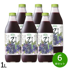 【8/15限定！抽選で最大1万ポイントバック】順造選 ブルーベリー 1L×6本セット ジュース ストレート 果汁50 無添加 無香料 瓶 日本製 粗搾り 果肉入り 【送料無料】