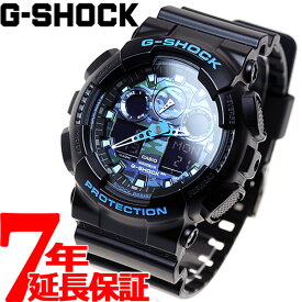 【店内ポイント最大43倍！本日限定！】G-SHOCK ブラック×ブルー カモフラージュ アナデジ 腕時計 メンズ GA-100CB-1AJF