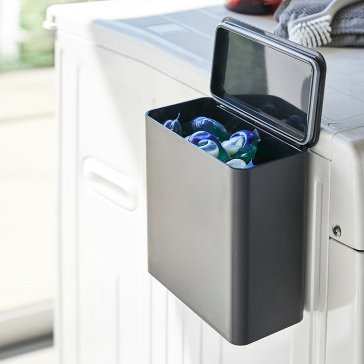 山崎実業 Tower マグネット洗濯洗剤ボールストッカー タワー ホワイト 洗濯洗剤 ジェルボール 洗剤入れ 洗濯機横 詰め替え用 おしゃれ ふた付き 磁石 収納 新商品 新型