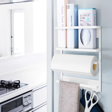 【山崎実業】 plate マグネット冷蔵庫サイドラック プレート 【キッチンペーパー収納 キッチン収納 マグネット式 プレートシリーズ】｜ROOM - 欲しい! に出会える。