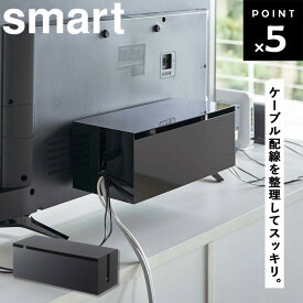 [ テレビ裏ケーブルボックス スマート ] 山崎実業 smart 配線 隠し カバー 配線ボックス ケーブルボックス ケーブル 収納 ケーブルカバー 電源タップ 隠す コード 収納 ブラック 4988