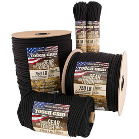 (15m (COILED IN BAG), Black) - TOUGH-GRID 340kg Paracord / Parachute Cord - Genuine Mil Spec Type IV 340kg Paracord Used by the US Military