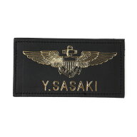 【 文字入れ 】 米軍グッズ レザー ネームタグ アメリカ海軍 U.S.NAVY TOP GUN パイロット ブラック ステ…