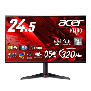 Acer Nitro 24.5�C���` IPS 320Hz �t��HD 0.5ms(GTG) ����� sRGB 99% AMD FreeSync Premium HDR10 �u���[���C�g�ጸ �u���b�N�u�[�X�g HDMI 2.0 DisplayPort