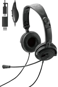 �G���R�� �w�b�h�Z�b�g USB C & USB-A �܂��� �L�� �}�C�N�t�� �P��w���� �m�C�Y�L�����Z�����O �y�� ���^ �I���C���[ �I�[�o�[�w�b�h ���ʒ��� �yAI PC�Ή��z �u���b�N HS-HP10SCBK