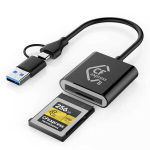 CFexpress Type B �J�[�h���[�_�[ USB3.2 Gen2 10Gbps�������]�� RAW�ʐ^�E4K/8K����ҏW�ɍœK USB-C/USB-A 2in1 �A�_�v�^�[ Windows/Mac/Android/iOS�Ή�