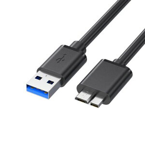 USB-A�I�X to micro B�I�X �P�[�u���AUSB 3.0 micro B �P�[�u�� �����f�[�^�]�� �O�t��HDD/SSD/�n�[�h�h���C�u/HD�J�����ȂǑΉ� �u���b�N(1 m)